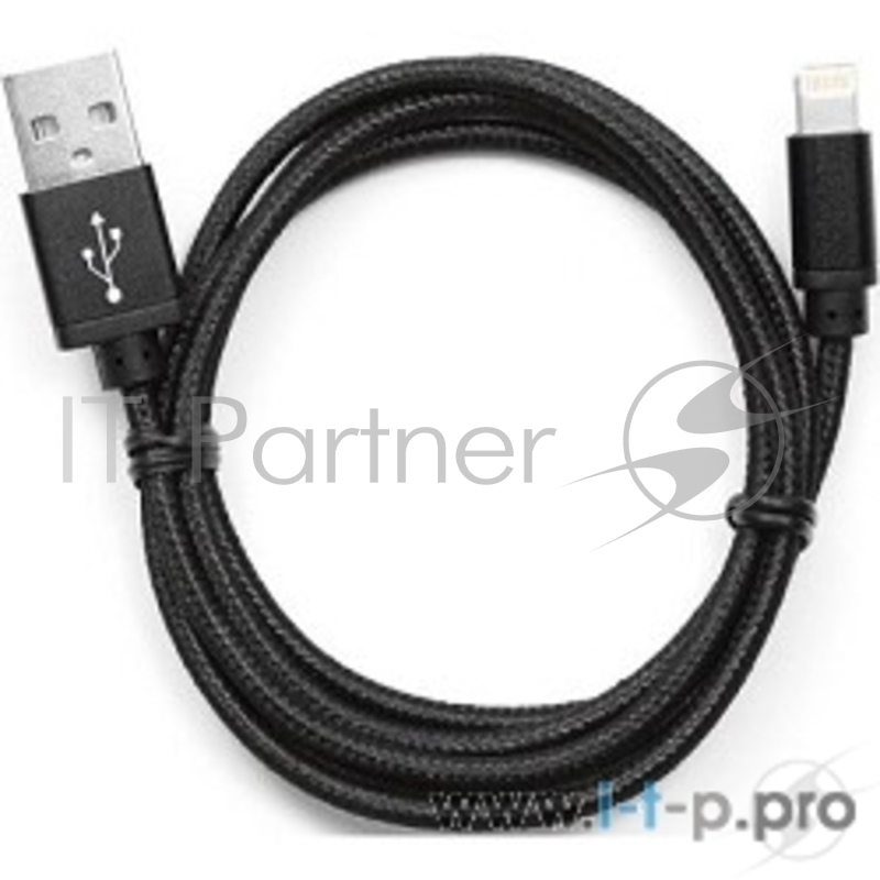 Кабель Gembird Кабель USB 2.0 Cablexpert CC-ApUSB2bk1m, AM/Lightning 8P, 1м, нейлоновая оплетка, алюминиевые разъемы, черный, пакет