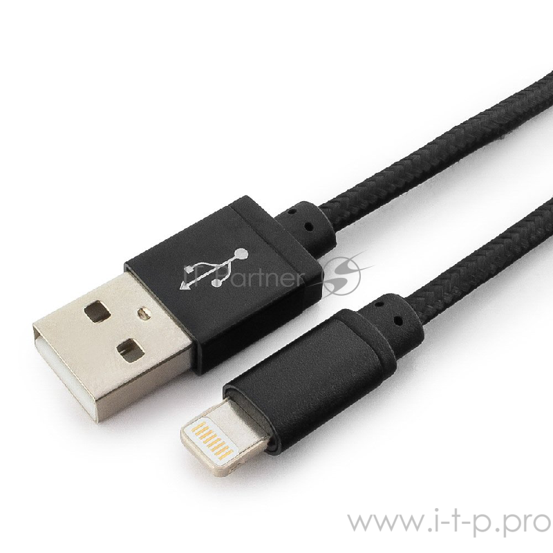 Кабель Gembird Кабель USB 2.0 Cablexpert CC-ApUSB2bk1m, AM/Lightning 8P, 1м, нейлоновая оплетка, алюминиевые разъемы, черный, пакет