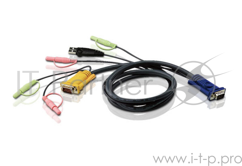 Кабель KVM USB(тип А Male)+HDB15(Male)+2хАудио(Male) (-) SHDB15(Male)+2хАудио(Male) 0.8м черный CABLE HD15M/USBM/SP/SP-SPHD15M 0.8M