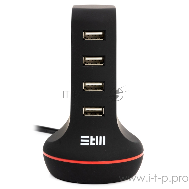 Универсальная сетевая зарядка STM U4 , 4*USB черная STM USB hub U4 4 USB 5B/6A black
