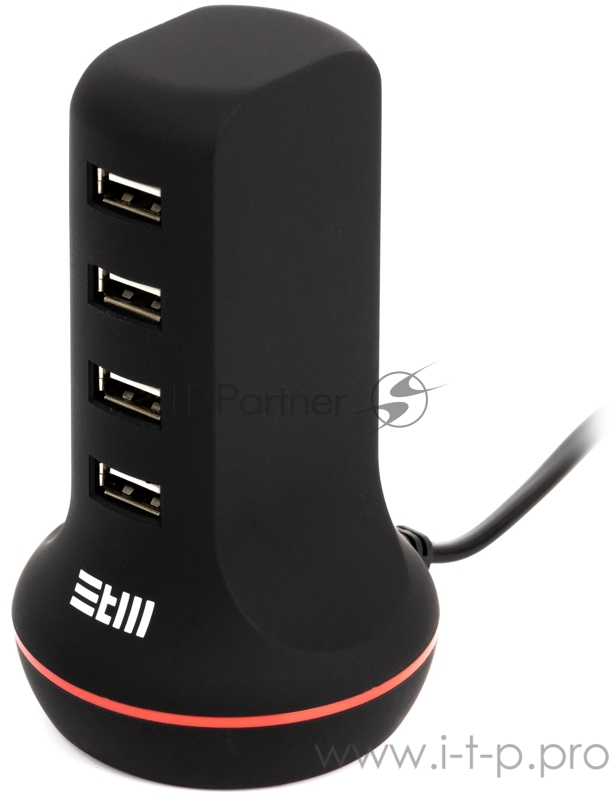 Универсальная сетевая зарядка STM U4 , 4*USB черная STM USB hub U4 4 USB 5B/6A black