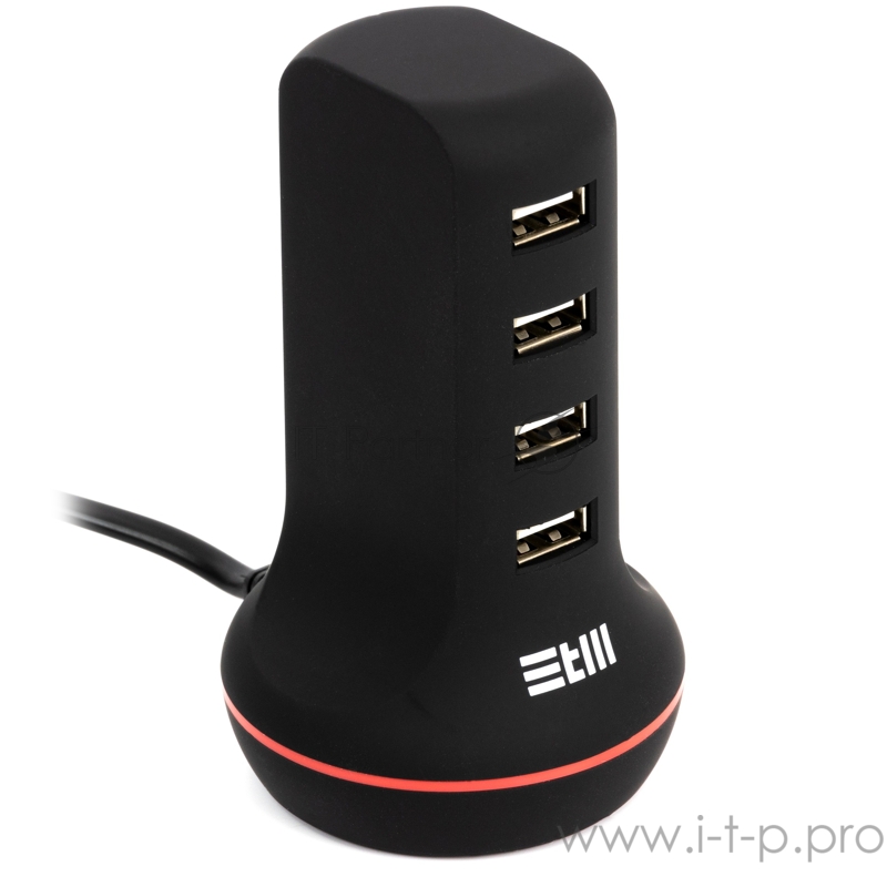 Универсальная сетевая зарядка STM U4 , 4*USB черная STM USB hub U4 4 USB 5B/6A black