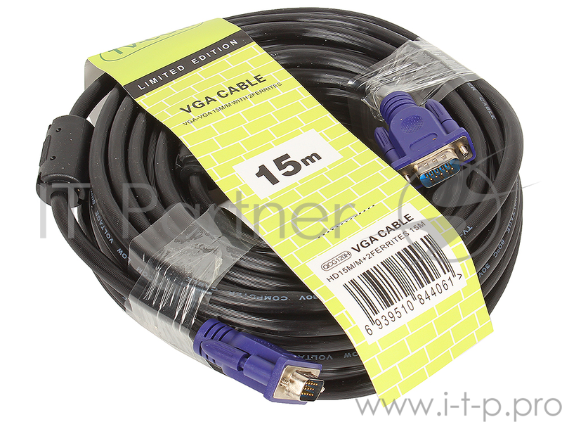 Кабель TV-COM Кабель соединительный (QCG120H-15M/QCG341AD-15M) SVGA (15M/M) 15m 2 фильтра 6939510844061