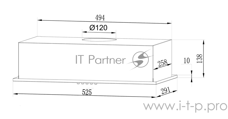 Вытяжка встраиваемая Lex GS Bloc LIGHT 600 INOX нержавеющая сталь управление: кнопочное (1 мотор)