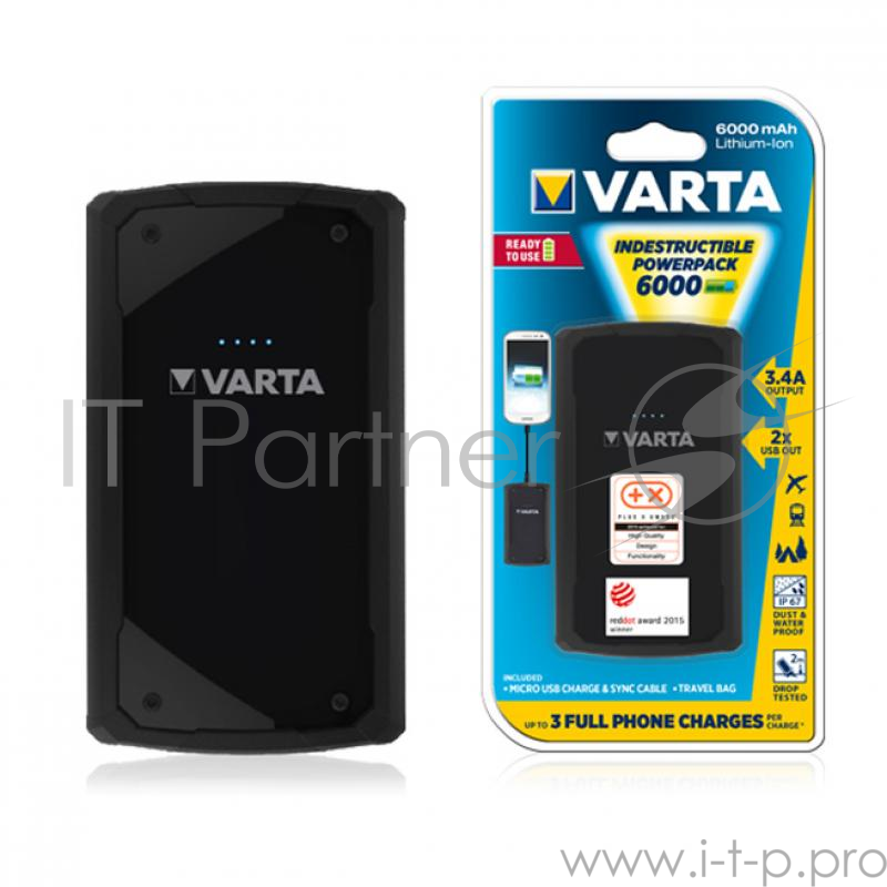 Внешний аккумулятор VARTA Indestructible Powerpack 6000 mAh