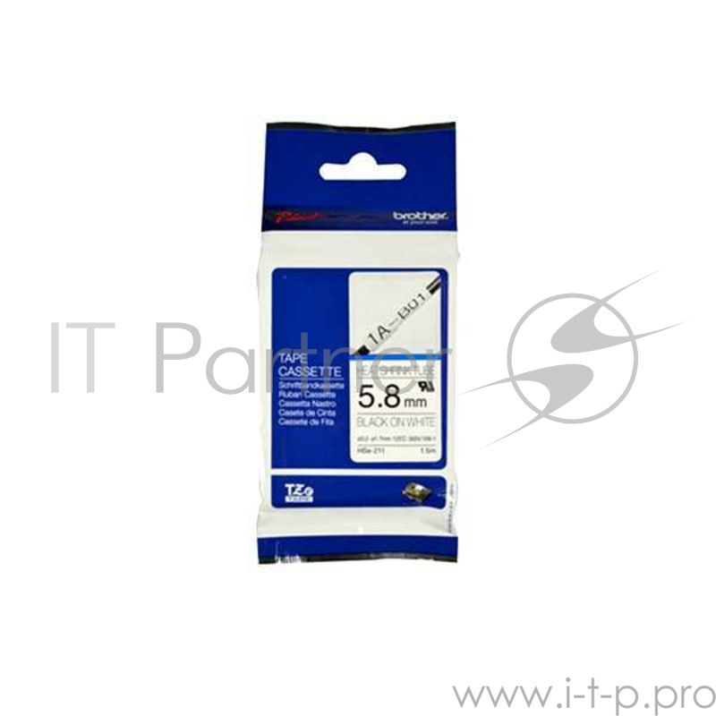 Картридж Brother с термоусадочной трубкой HSE-211, 5,8 мм x 1,5 м, черно-белая печать, для PT-E300, PT-E550, PT-P700, PT-P750W