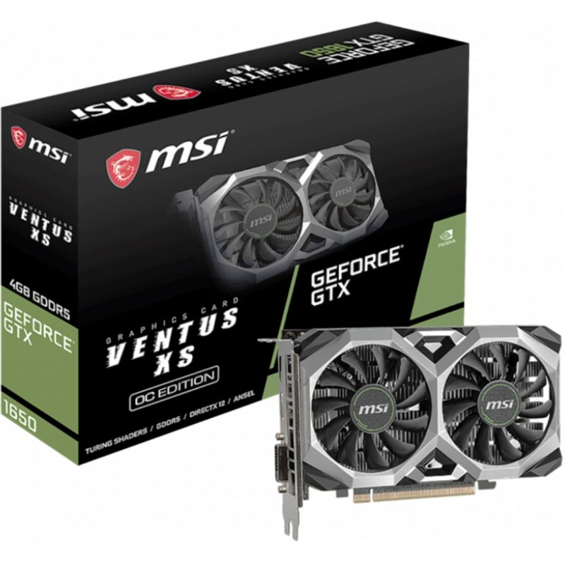 Видеокарта MSI PCI-E GTX 1650 VENTUS XS 4G nVidia GeForce GTX 1650 4096Mb 128bit GDDR5 1485/8000 DVIx1/HDMIx1/DPx1/HDCP Ret