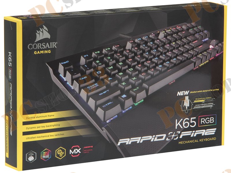 Клавиатура Corsair K65 RGB Rapidfire CH-9110014-RU, подсветка, черный (USB2.0)
