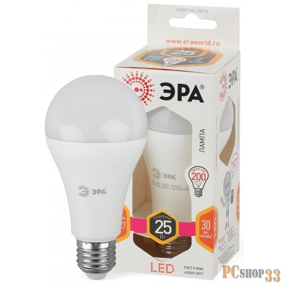ЭРА Б0035334 Светодиодная лампа груша LED A65-25W-827-E27