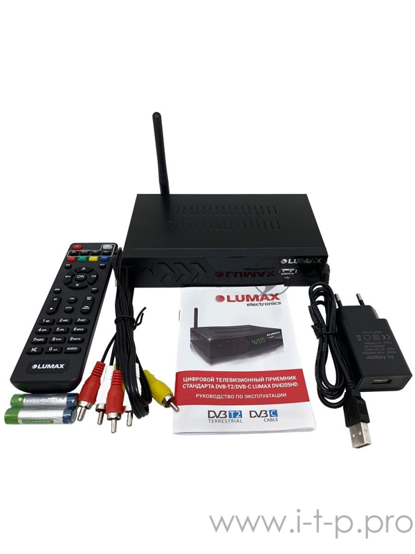 Приставка DVB-T2 LUMAX Приставка DVB-T2 LUMAX/ GX3235S, эфирный + кабельный, Металл, 7 кнопок, дисплей, USB, 3RCA, HDMI, внешний б/п, встроенный Wi-Fi адаптер, Кинозал LUMAX (более 500 фильмов)