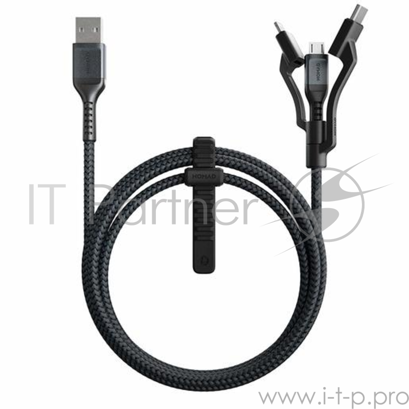 Кабель Nomad Universal Cable Kevlar, интерфейсы Lightning/USB-C/Micro-USB. Материал кевлар. Длина 1.5 м. Цвет чёрный.
