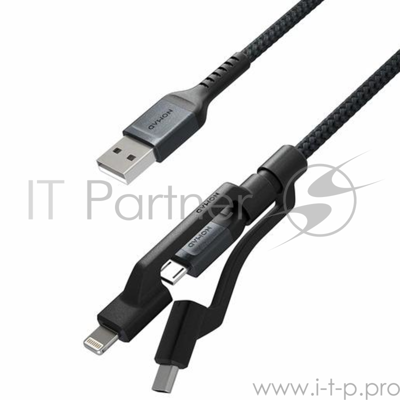 Кабель Nomad Universal Cable Kevlar, интерфейсы Lightning/USB-C/Micro-USB. Материал кевлар. Длина 1.5 м. Цвет чёрный.