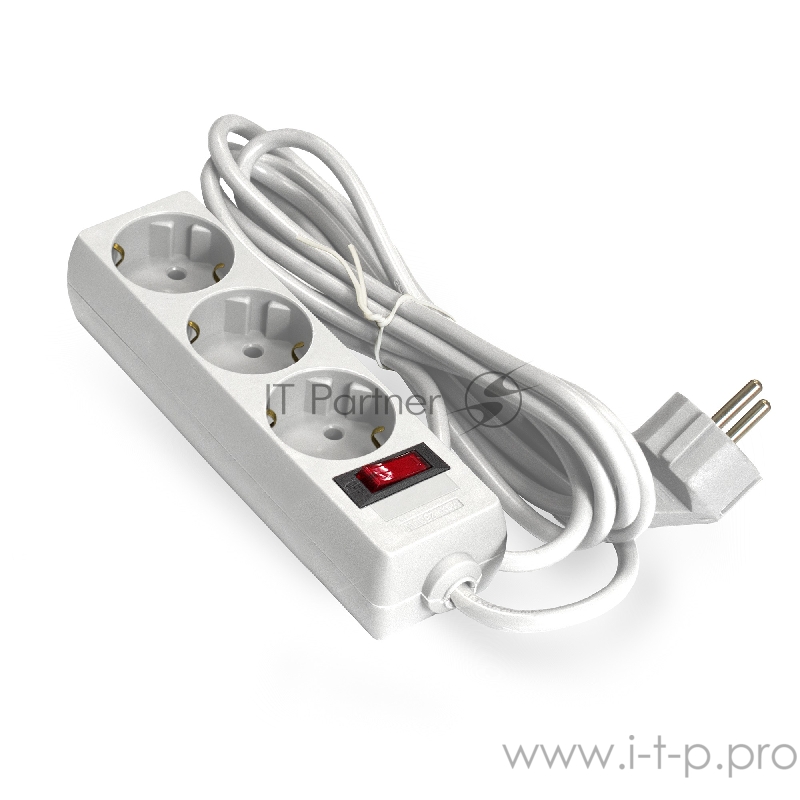 Удлинитель Exegate EC-3-3W (3 розетки, 3м, евровилка, белый)