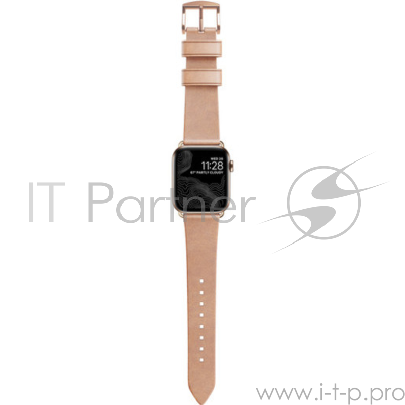 Ремешок Nomad Modern Strap (Slim) для Apple Watch 40mm/38mm. Материал кожа натуральная. Цвет ремешок светло-коричневый, застежка золотой.
