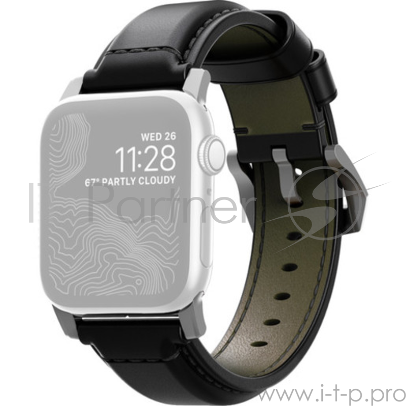 Ремешок Nomad Traditional Strap Shell Cordovan для Apple Watch 44mm/42mm. Материал кожа натуральная. Цвет ремешок черный, застежка серебряный.