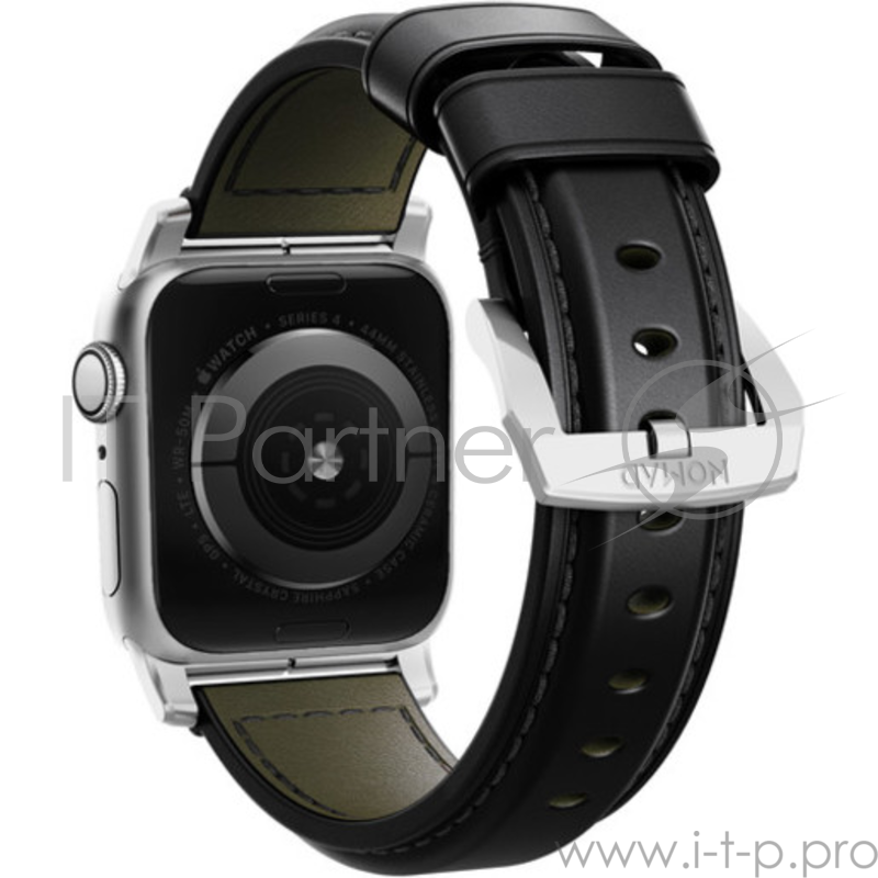 Ремешок Nomad Traditional Strap Shell Cordovan для Apple Watch 44mm/42mm. Материал кожа натуральная. Цвет ремешок черный, застежка серебряный.