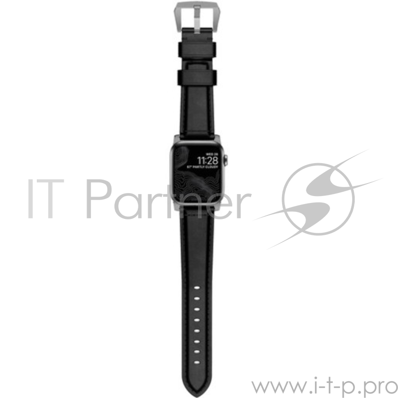Ремешок Nomad Traditional Strap Shell Cordovan для Apple Watch 44mm/42mm. Материал кожа натуральная. Цвет ремешок черный, застежка серебряный.