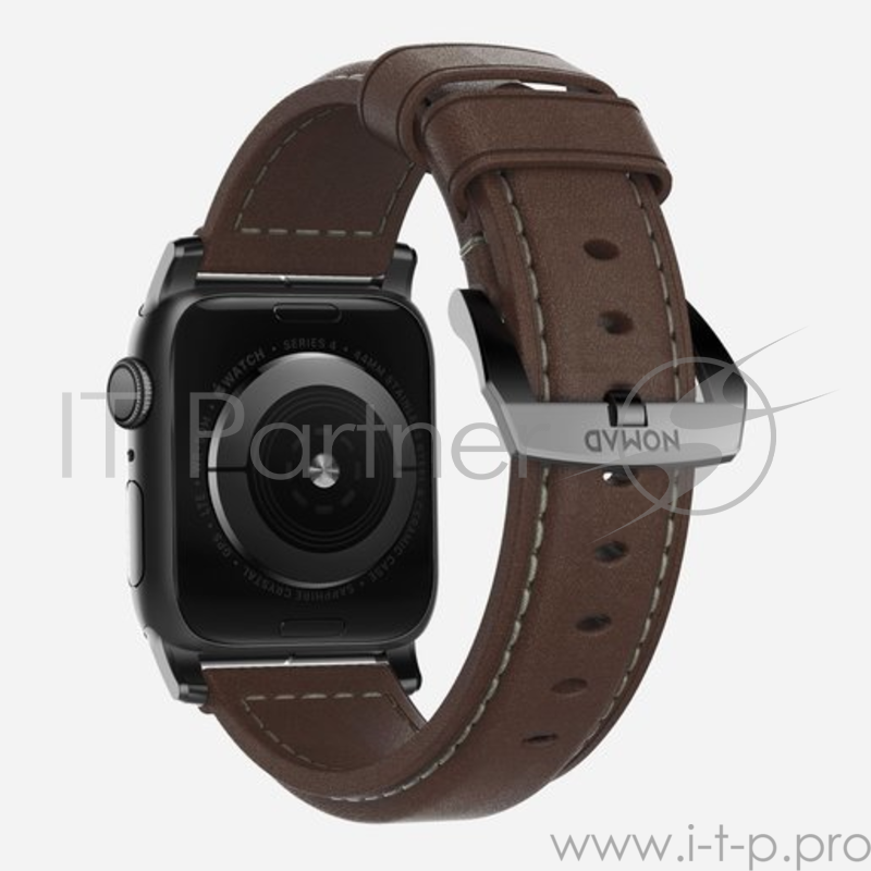 Ремешок Nomad Traditional Strap для Apple Watch 44mm/42mm. Материал кожа натуральная. Цвет ремешок темно-коричневый, застежка черный.