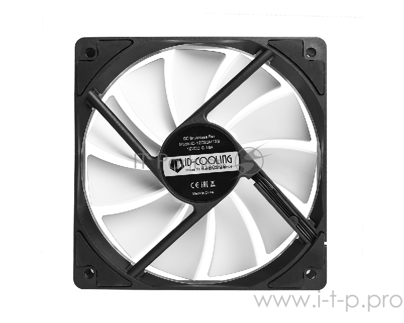 Вентилятор ID-COOLING XF-12025-SD-W 120x120x25мм (80шт./кор, PWM, Low Noise, резиновые углы, 700-1800об/мин, белая крыльчатка) BOX