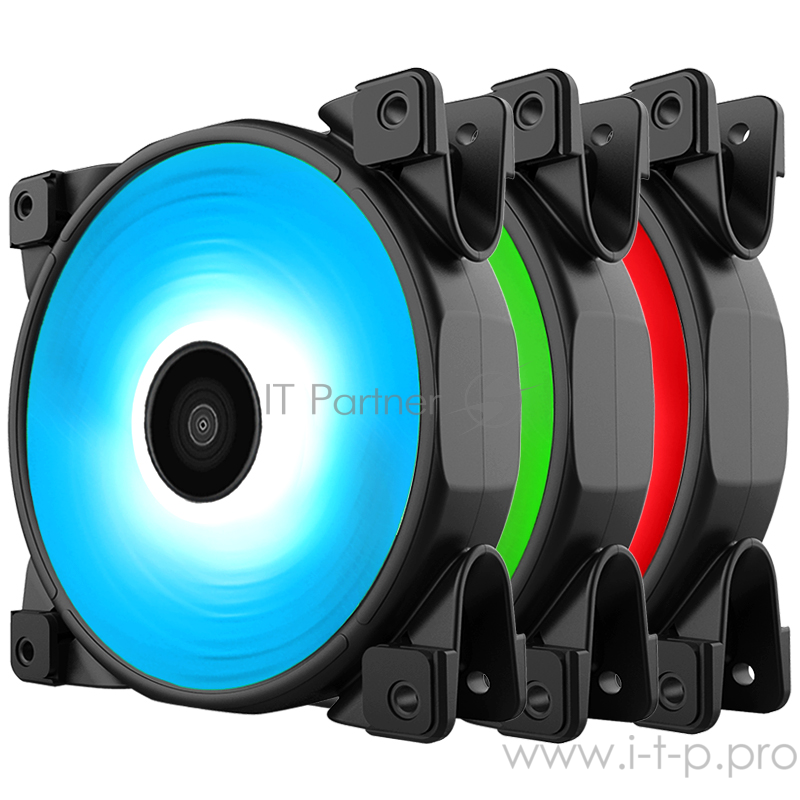 Вентилятор PCCooler HALO RGB KIT (3 IN 1) 120x120x25мм (PWM, RGB контроллер, 20шт./кор, пит. от мат.платы и БП, 1000-2000 об/мин) Retail