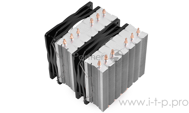 Кулер DEEPCOOL NEPTWIN RGB LGA2011/V3/1366/1156/55/51/50/ (8шт/кор,TDP 180W, PWM, DUAL FAN, DUAL Heatsink, RGB LED, 6 Heatpipe) RET