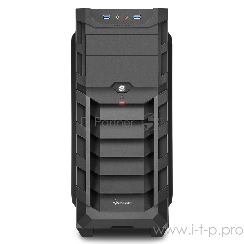 Sharkoon Shark SKILLER SGC1 Window green led игровой корпус чёрный (ATX, акрил, fan 1x120 мм + 1x120 мм, 2xUSB 3.0, audio)