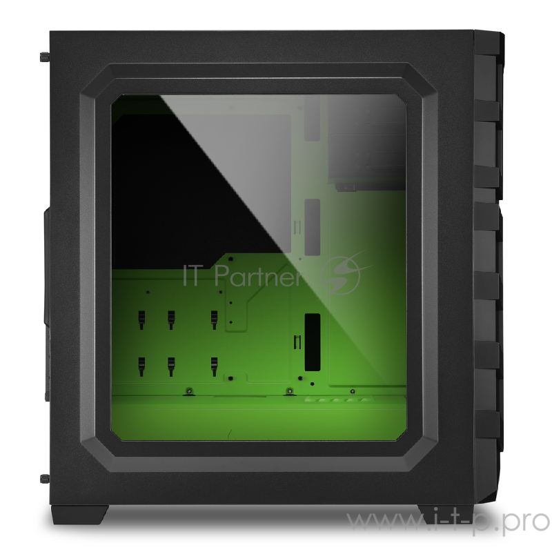 Sharkoon Shark SKILLER SGC1 Window green led игровой корпус чёрный (ATX, акрил, fan 1x120 мм + 1x120 мм, 2xUSB 3.0, audio)