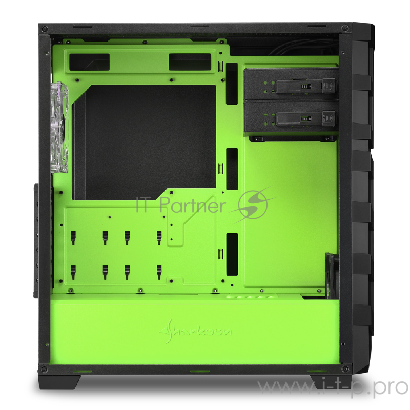 Sharkoon Shark SKILLER SGC1 Window green led игровой корпус чёрный (ATX, акрил, fan 1x120 мм + 1x120 мм, 2xUSB 3.0, audio)