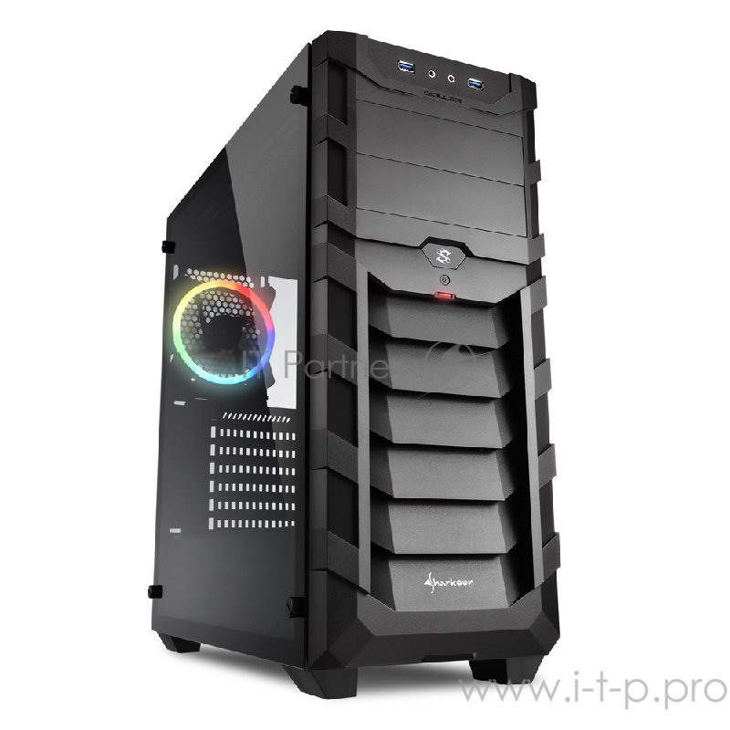 Sharkoon Shark SKILLER SGC1 Window RGB led игровой корпус чёрный (ATX, акрил, fan 1x120 мм + 1x120 мм, 2xUSB 3.0, audio)