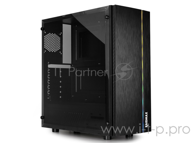 Корпус Raidmax BLAZAR, без БП, Addressable RGB strip, большое боковое окно, чёрный, ATX