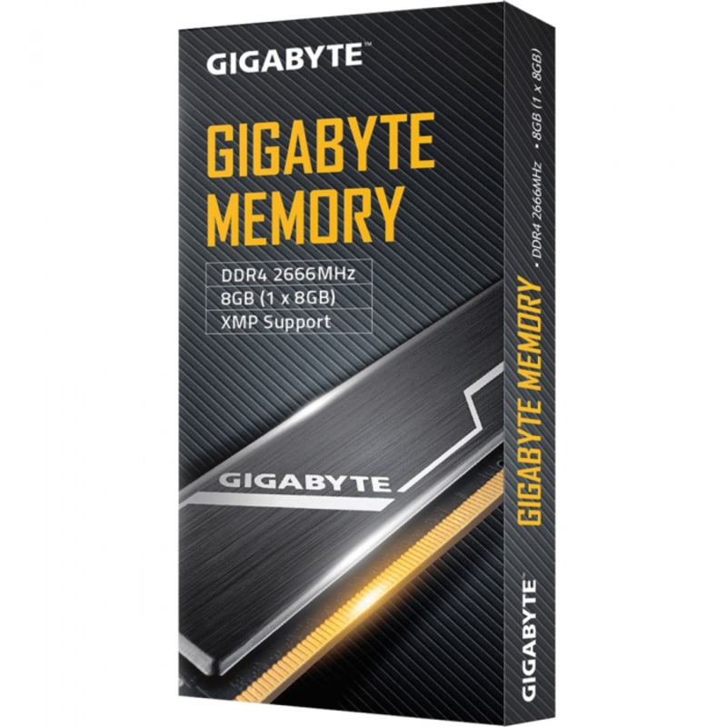 Модуль памяти 8GB Gigabyte DDR4 2666 DIMM Black Gaming Memory GP-GR26C16S8K1HU408 Non-ECC, CL16, 1.2V, XMP 2.0, RTL