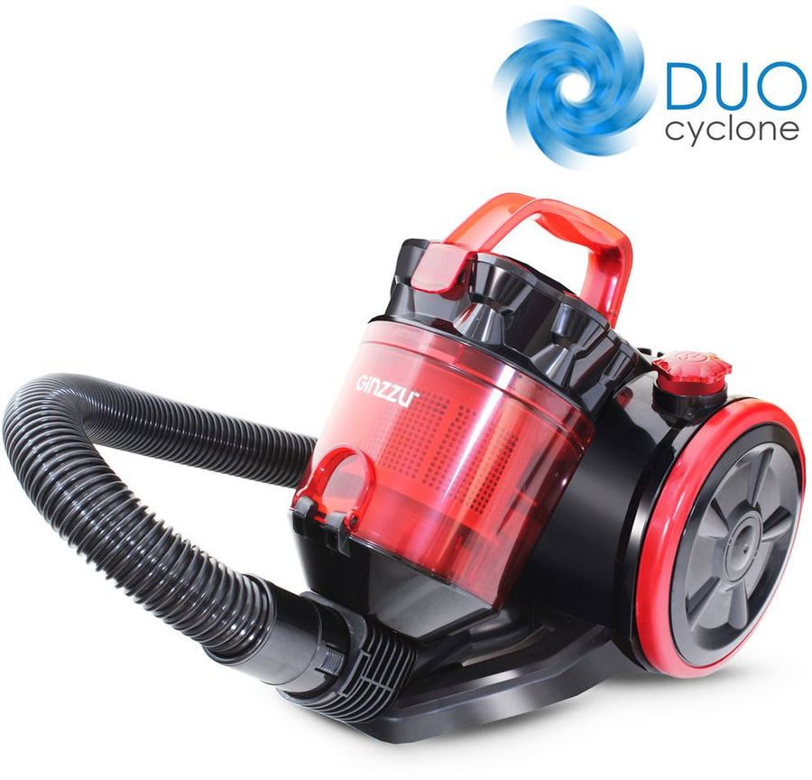 Пылесос Ginzzu VS424, 1600/300Вт, без мешка, черный/красный