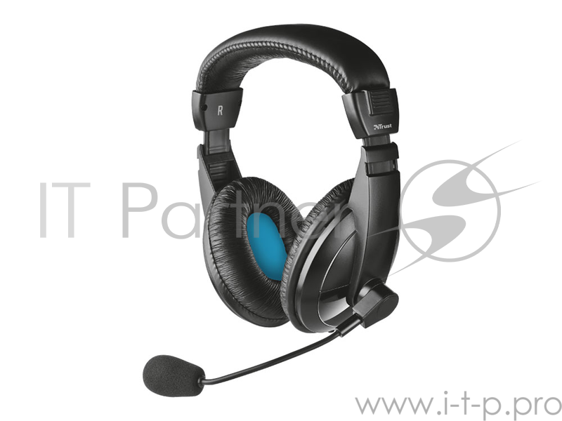 Гарнитура TRUST QUASAR black (Кабель 1,8м,регулятор громкости. Mini-jack 3,5 и переходник с разъемом наушники/микрофон для ПК.)