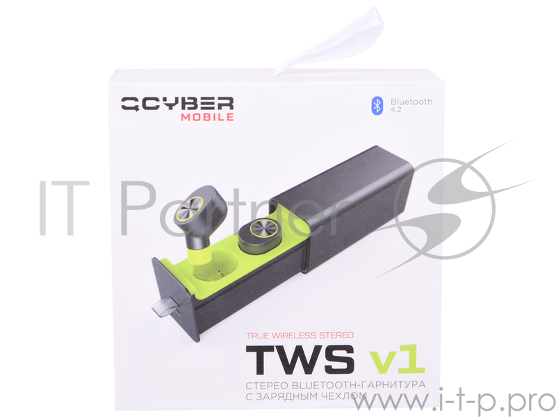 Гарнитура QCYBER QM-01-001DV01 TWS v1 Беспроводные / Внутриканальные с микрофоном / Черный-желтый / Bluetooth