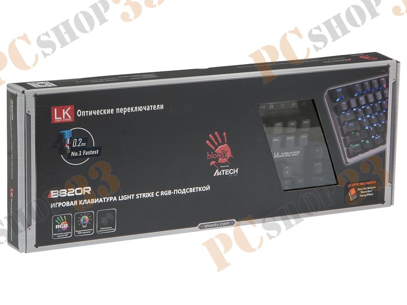 Клавиатура A4Tech Bloody B820R, подсветка, водостойкая, черный (USB)