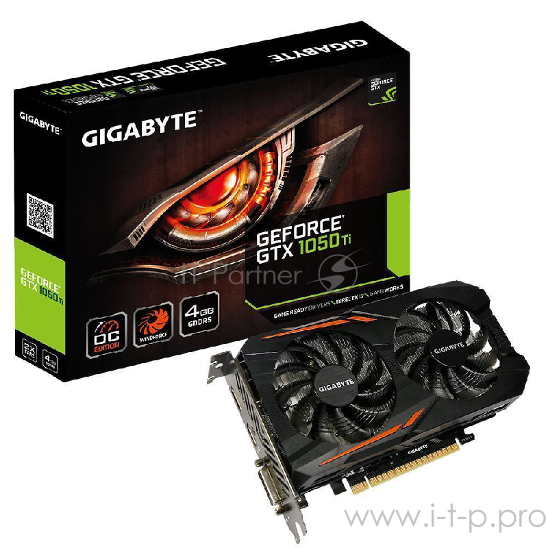 Видеокарта PCIE16 GTX1050TI 4GB GDDR5 GV-N105TOC-4GD V1.2 GIGABYTE