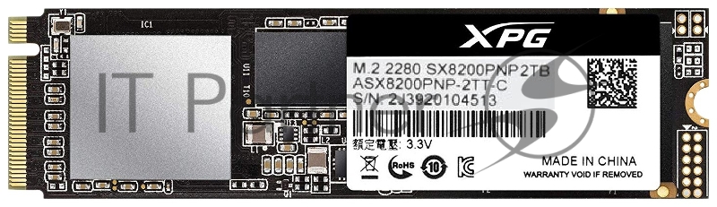 SSD M.2 ADATA 2.0Tb SX8200 Pro <ASX8200PNP-2TT-C> (PCI-E 3.0 x4, up to 3350/2800Mbs, 390000 IOPs, 3D TLC, NVMe, 22x80mm)