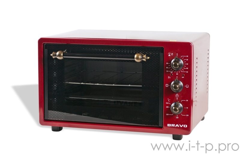 Мини печь BRAVO FO-36RR красная 36л, ручки РЕТРО