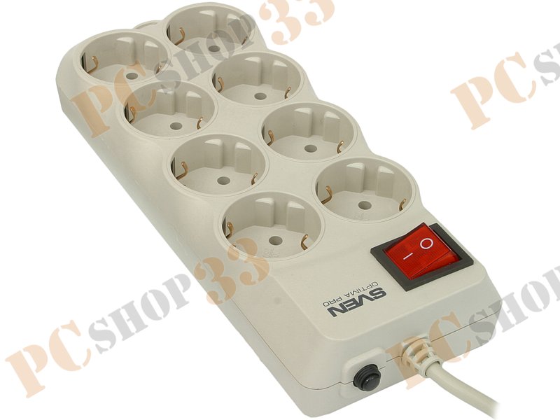 Сетевой фильтр на 8 розеток Sven Optima Pro, серый (3.1м)