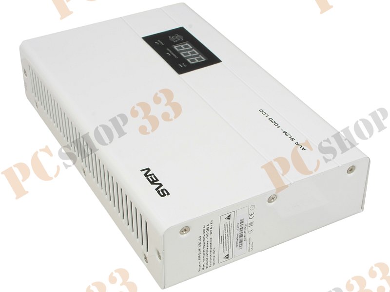 Стабилизатор напряжения Sven AVR Slim-1000 LCD, настенный, белый