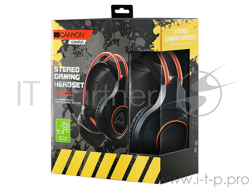 Гарнитура CANYON (Игровая ,звук 7.1,USB,регулятор громкости) чёрный-оранжевый (CND-SGHS7)