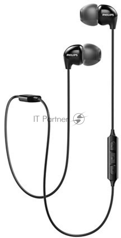 Гарнитура Bluetooth PHILIPS SHB3595BK/10 / Микрофон / Bluetooth 4.2 / Вкладыши / Вакуумные / Время работы 6 ч. / Излучатель 8.6 мм. / Черный