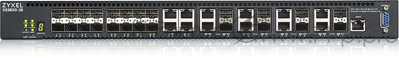 Коммутатор Zyxel XS3800-28 L2+ switch , 4xRJ-45: 1 / 2.5 / 5 / 10G, 8xCombo (SFP: 1 / 10G, RJ-45: 1 / 2.5 / 5 / 10G), 16xSFP +