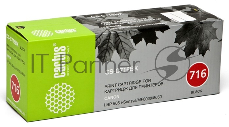 Расходные материалы Cactus Cartridge 716BK Картридж (CS-C716BK) для Canon MF8030 i-Sensys / MF8030cn / MF8050 / MF8050cn, LBP 5050 / 5050n, черный, 2000 стр.