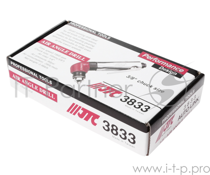 Дрель пневматическая JTC 3833 угловая патрон 10мм 1900об/мин 90PSI