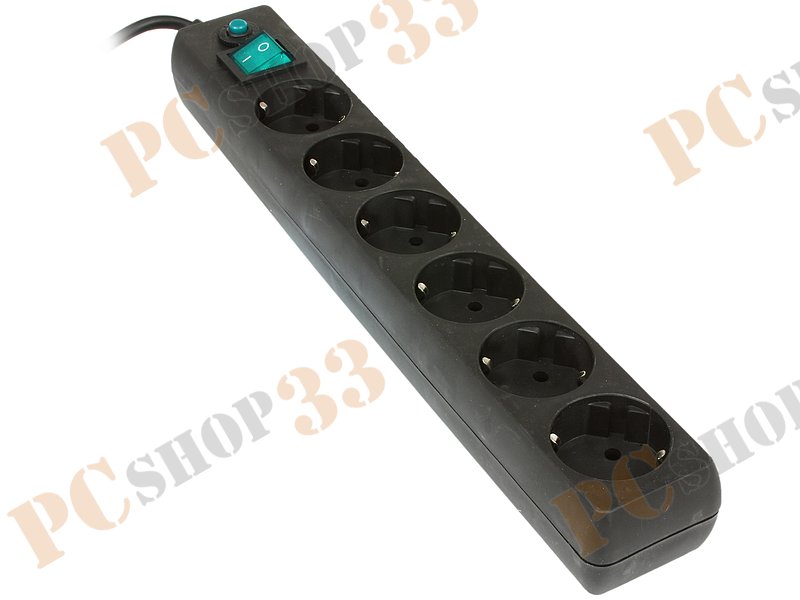 Сетевой фильтр на 6 розеток Гарнизон EHB-15, черный (5.0м)