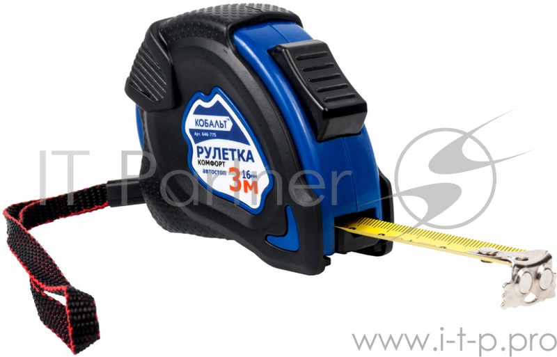Рулетка КОБАЛЬТ 646-775 Комфорт 3мx16мм обрезиненный корпус толщ. 0,13мм
