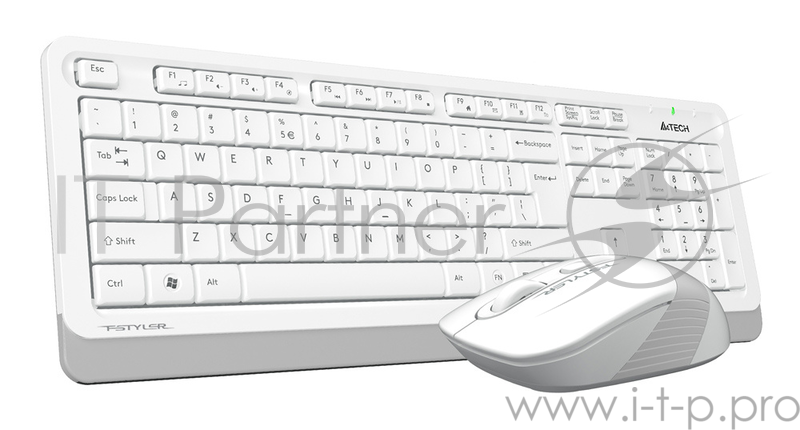 Клавиатура + мышь A4 Fstyler FG1010 клав:белый/серый мышь:белый/серый USB беспроводная Multimedia