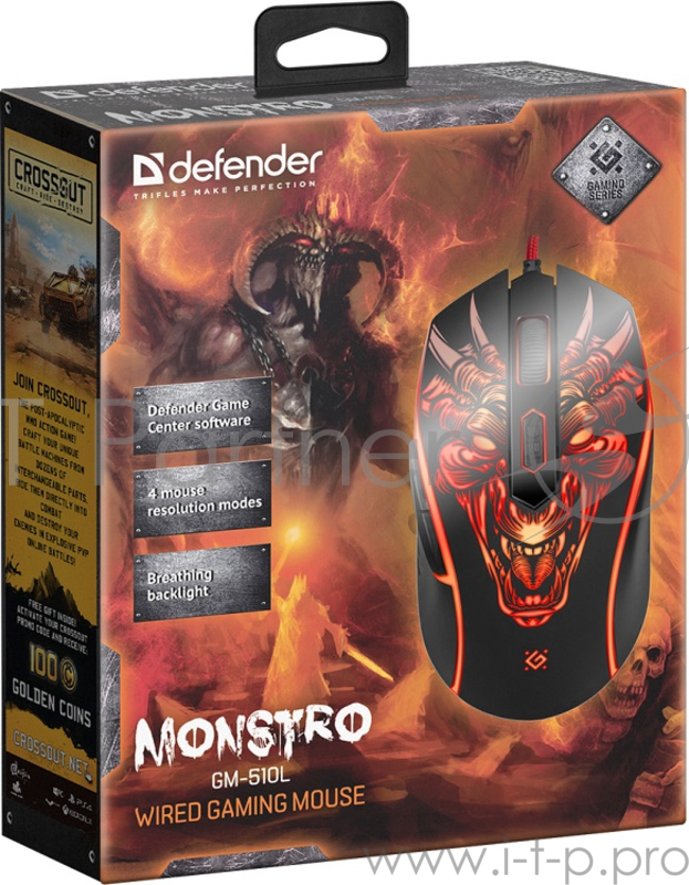 Мышь игровая Monstro GM-510L оптика, USB, 6 кнопок, 3200dpi DEFENDER