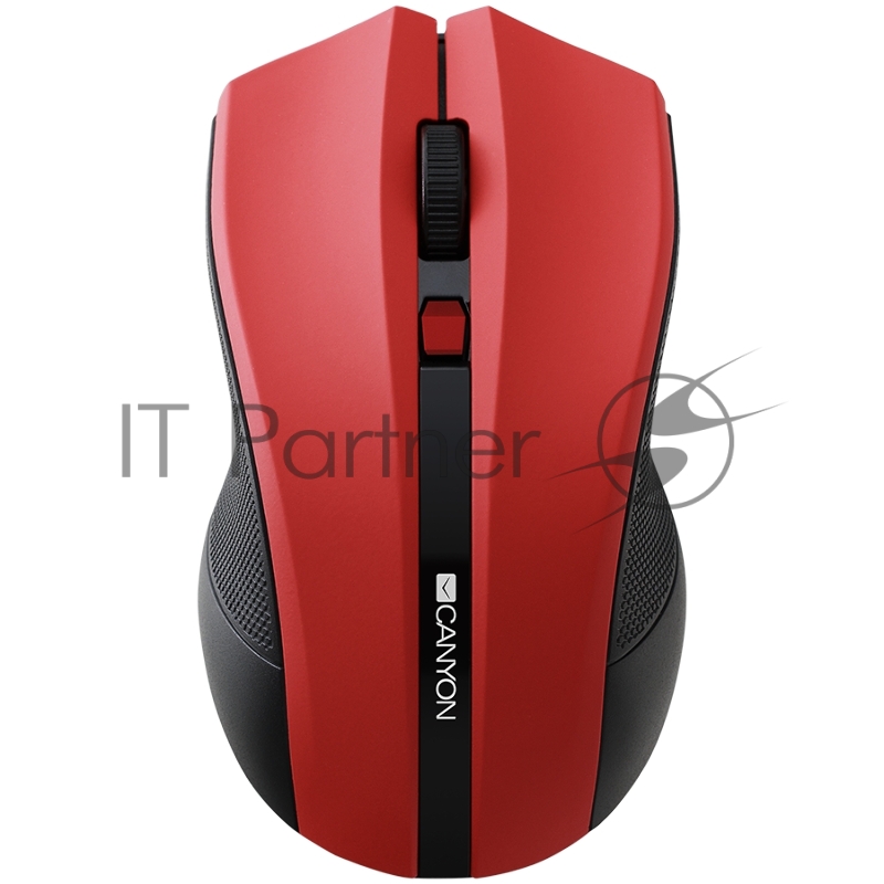 Беспроводная мышь CANYON 2.4GHz wireless Optical Mouse with 4 buttons, DPI 800/1200/1600, Red, 122*69*40mm, 0.067kg